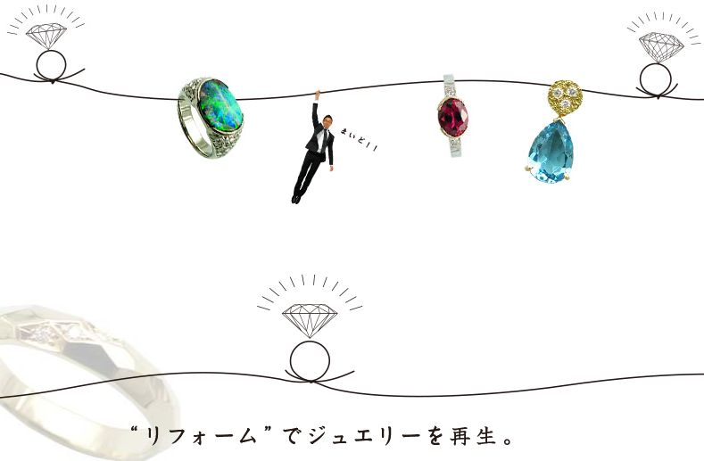 ジュエリーリフォーム・結婚指輪”ジュエリーキクヤ”Yao-shi Osaka