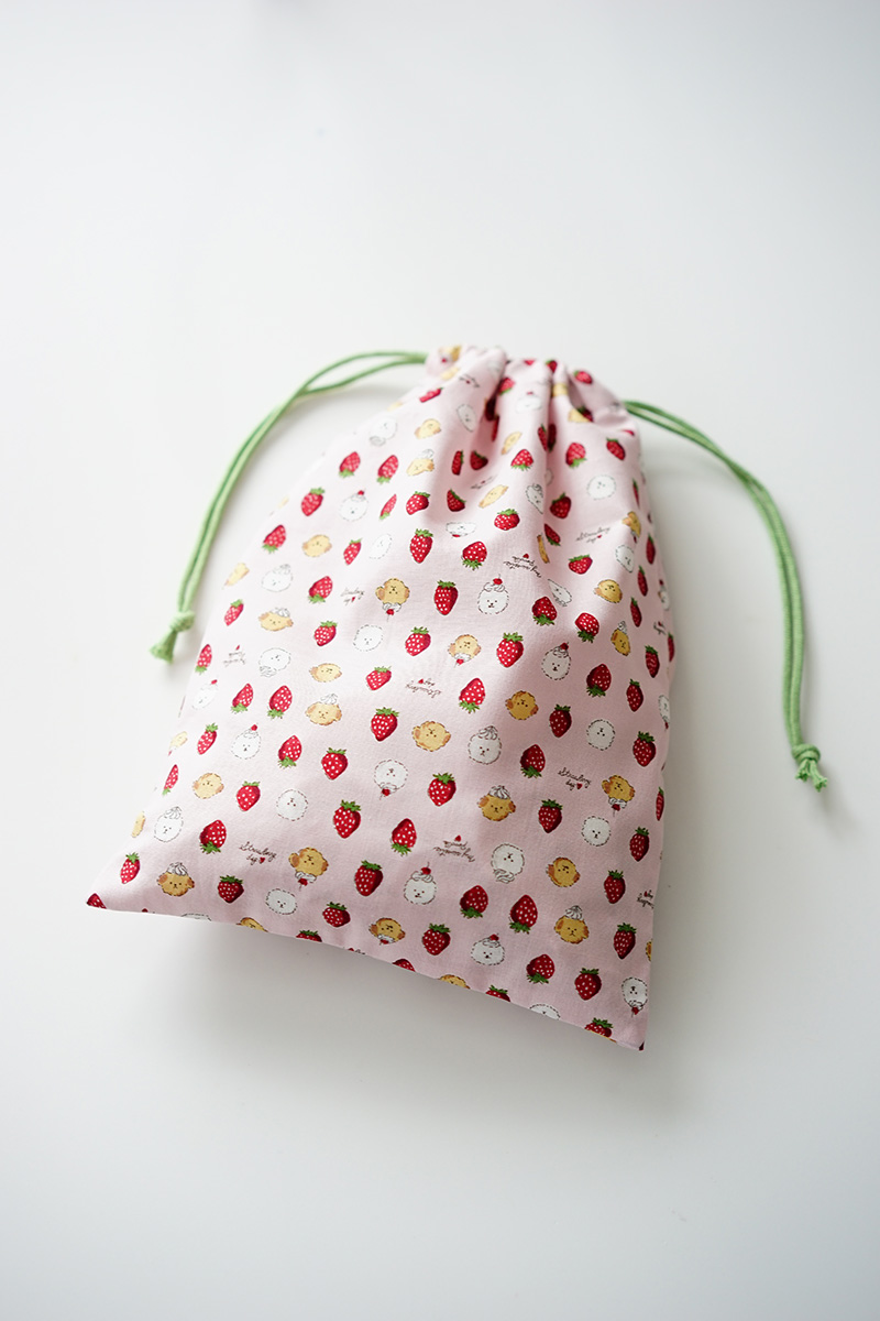 無料型紙 コロンと丸い巾着袋の作り方＊裏地あり