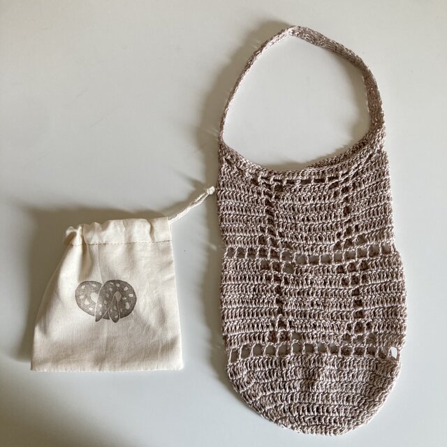 かぎ針編み無料編み図「四角底のメッシュバッグ」かぎ針編みレシピ・無料編み図 Roniqueロニーク