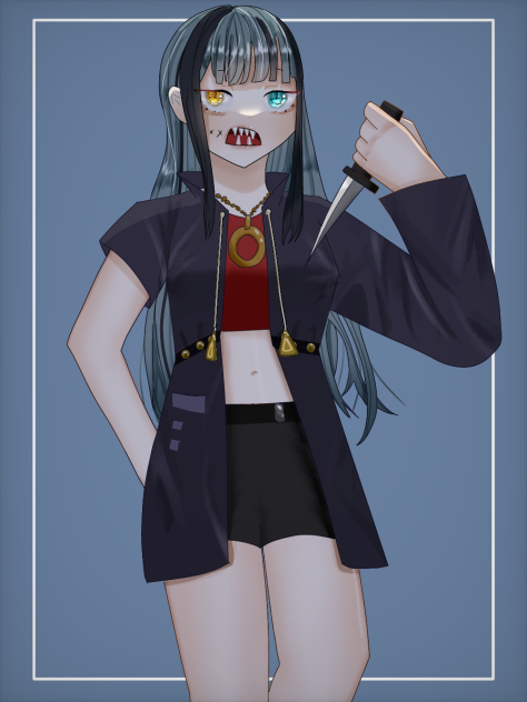 メッシュのグラデカラーヘアキャライラスト・フリー素材なら「シンテリ」