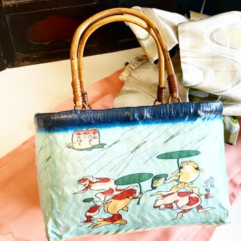 明治時代の和紙を使用！一閑張り籠バッグ