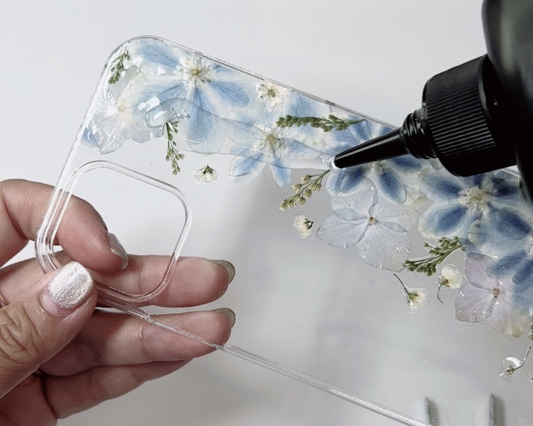 かすみ草×レースフラワー♡押し花スマホケース