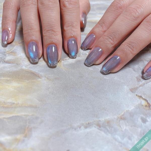 ネイルチップ マグネットネイル サブカル グランジ フレンチ グラデーション 紫 - メルカリ