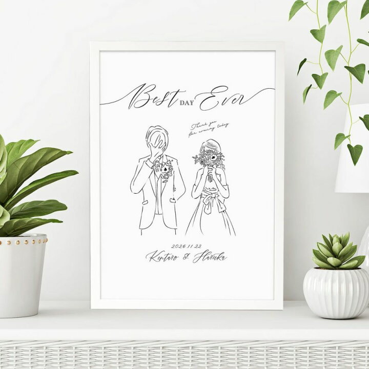 オシャレな似顔絵ウェルカムボードイラスト作成します オプションでポーズ変更、お顔変更、色塗りも可能です^^ココナラ