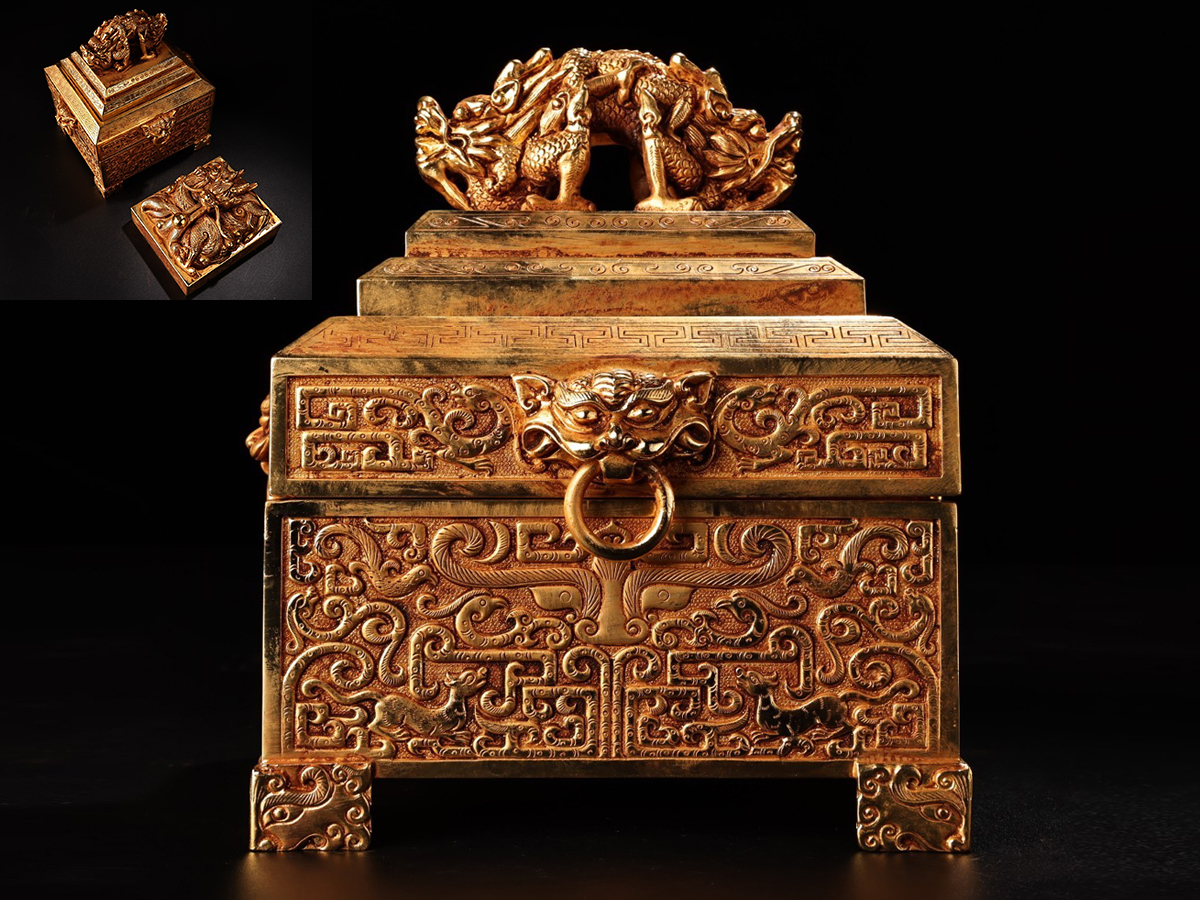 古びた蔵『清 古寿山石 田黄石彫り 祥雲龍鈕印章 呉隠銘 箱