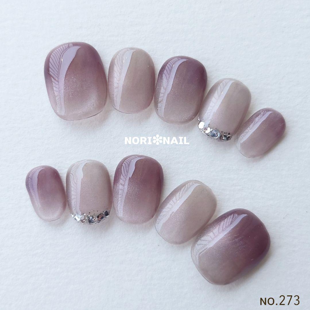 オーダー マグネットネイルグラデーションピンク紫 ネイルチップ夏