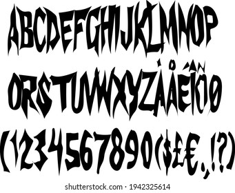 血糊のような文字の英語フリーフォント。ホラーなテイストのデザインに