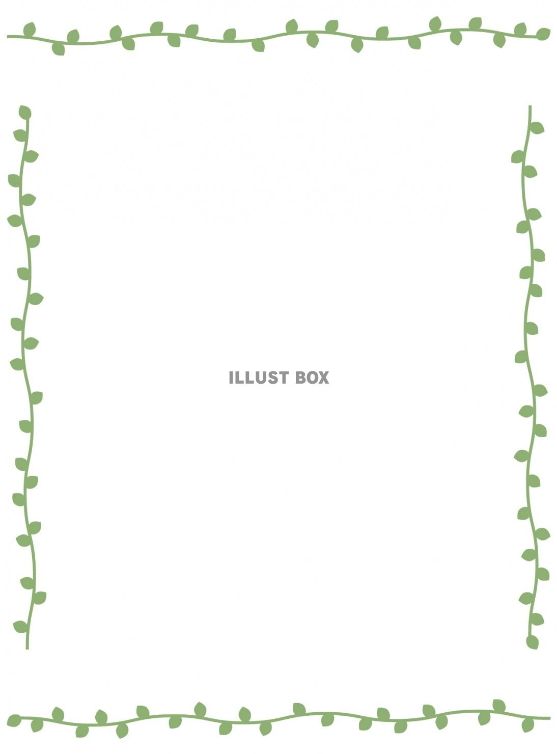 小さな花と葉っぱのフレーム・枠 縦