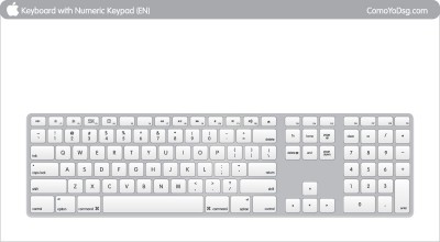 シンプルなキーボード テンキー有り のフリーイラスト
