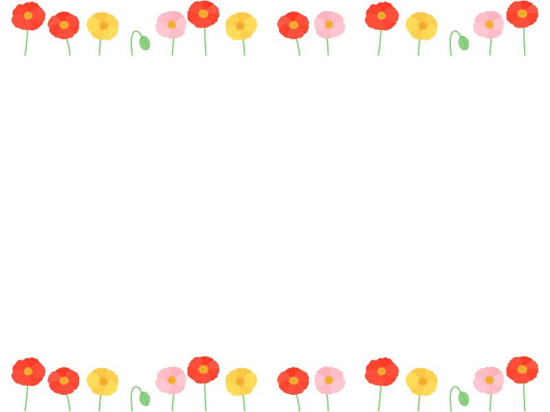 花と筆線のピンク色囲みフレーム飾り枠イラスト無料イラスト かわいいフリー素材集 フレームぽけっと