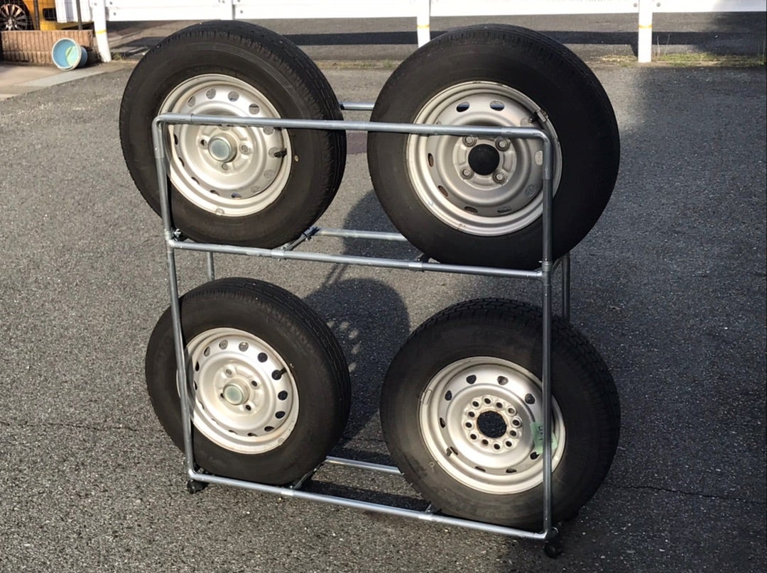 農業用19mmパイプ 自作タイヤラック設計制作ナカガワ運送 〜奈良天理軽貨物・日本縦断弾丸の旅