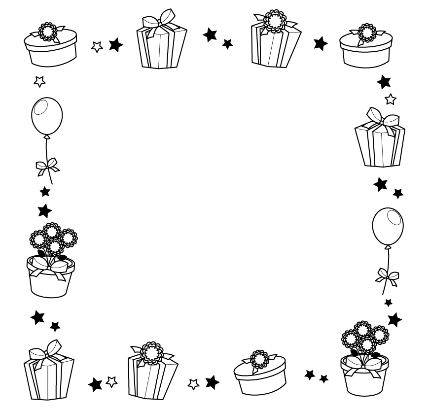 無料イラスト かわいいフリー素材集 フレームぽけっと白黒の手書きのシンプルフレーム飾り枠イラスト